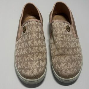 Michael Kors Pink and Cream Logo Slip-Ons